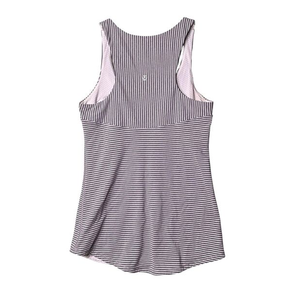 Lululemon Racerback Tank Top Womens Small Gray White Striped Athletic Yoga Gym - Picture 3 of 8
